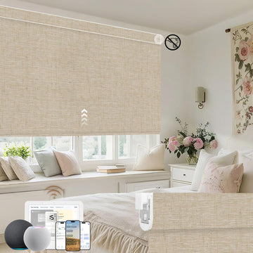 No Drill Motorized Blinds with Remote, 100% Blackout Roller Shades