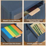 Office Desk 48" with 3 Drawers Storage File Cabinet Wood Fluted Desk for Computer Office Bedroom Home Furniture Blue