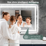 32x24 Inch LED Bathroom Mirror with Lights, 3 Colors Dimmable LED Vanity Mirror, Front and Back Lit, Anti-Fog, Memory
