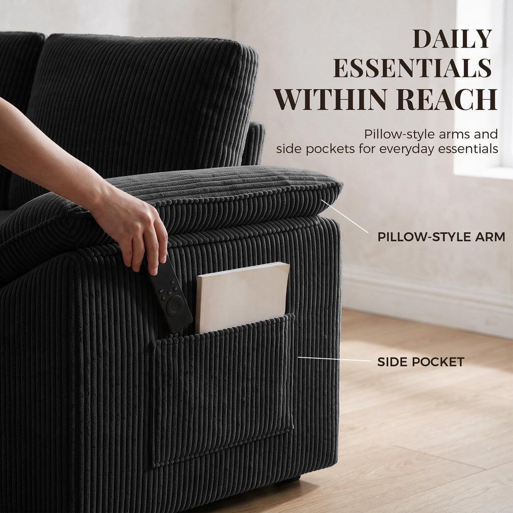 108'' Sectional Couches, Sectional Sleeper, Black
