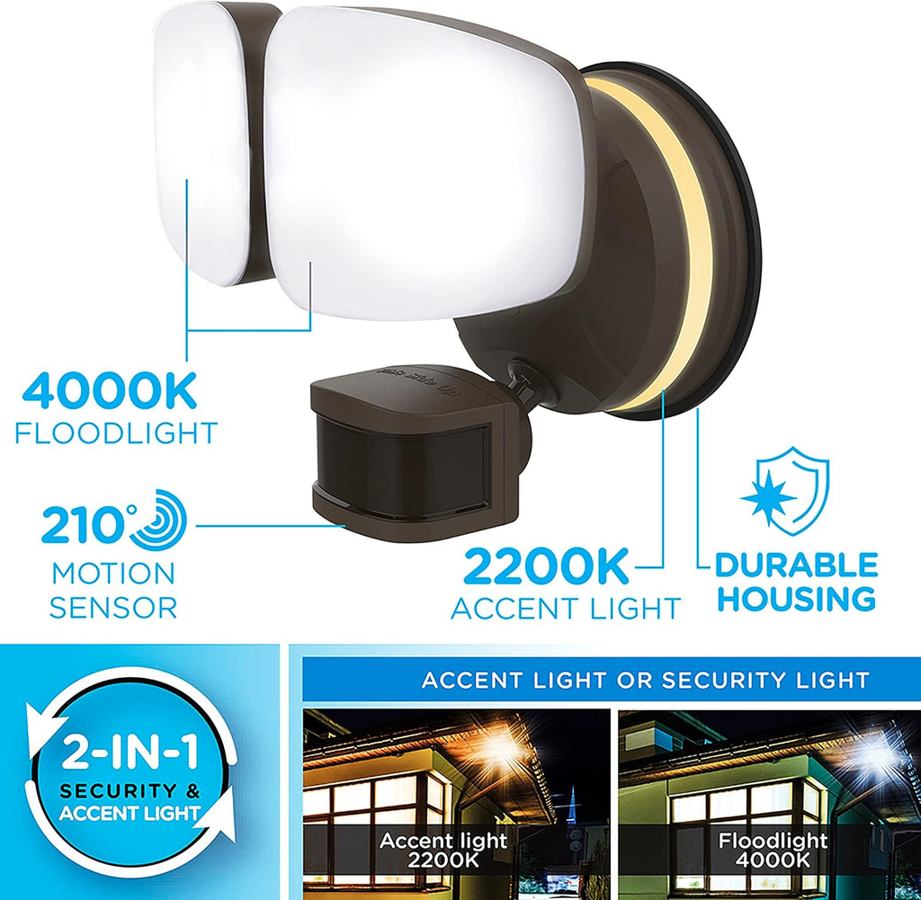 Vibe Smart LED Security Light, Dual Head, Motion Activated | ETL Listed, UV Resistant, 2500 Lumens, 4000K, Works with