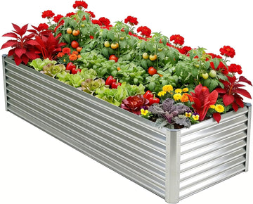 8x4x2ft Raised Garden Bed, Deep Root Planter Box, Silver,1 Pack