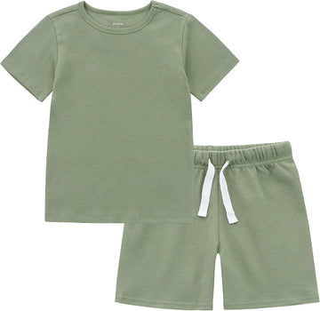 100% Organic Cotton Baby Short Sleeve Pajama Sets, Toddler Boy Girl Piece Sleepwear
