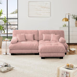 Modular Sectional Sofa Cloud Couch, Deep Seat L Shaped Couch with Ottoman, Pink Sofa Sectional Couches for Living Room