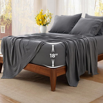 Deep Pocket Sheets - 6 Piece, Prewashed Ultra-Soft Sheet Set, Fits Mattresses Up to 18 Inches Thick