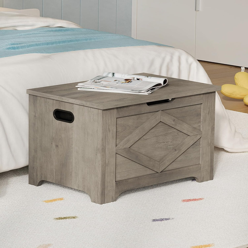 23.6 in Storage Chest, Wooden Storage Bench with Safety Hinge, Easy Assembly, Large Shoe Bench