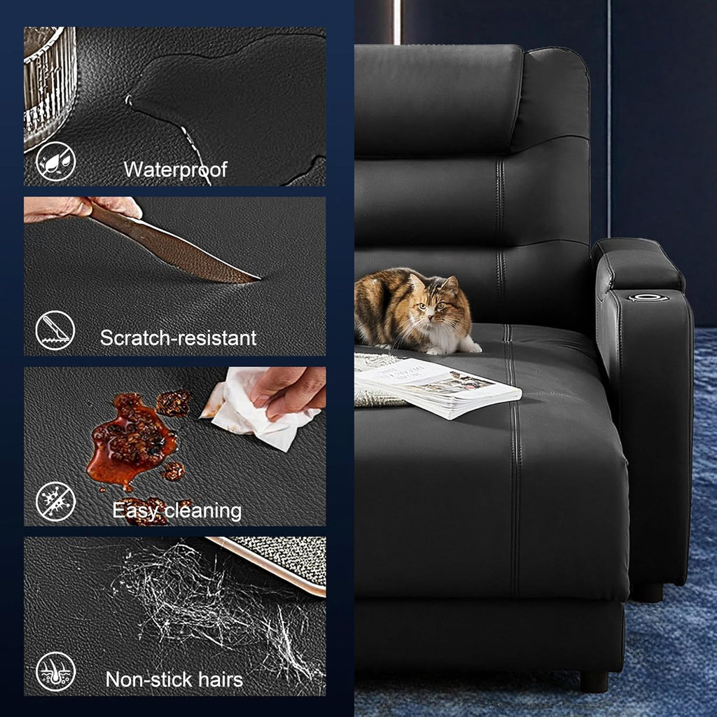 Home Theater Seating Oversized Loveseat Recliner Chair Ultra-Comfortable Reclining Chair Power Recliners Chairs with Electric Recliners for Living Room (Black, Row of 2)