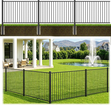 4 ft. H x 6 ft. W Aluminum Boundary Fence Kit, Rustproof AAMA 2604 Powder-Coat Finish Black Textured, Modular Fence