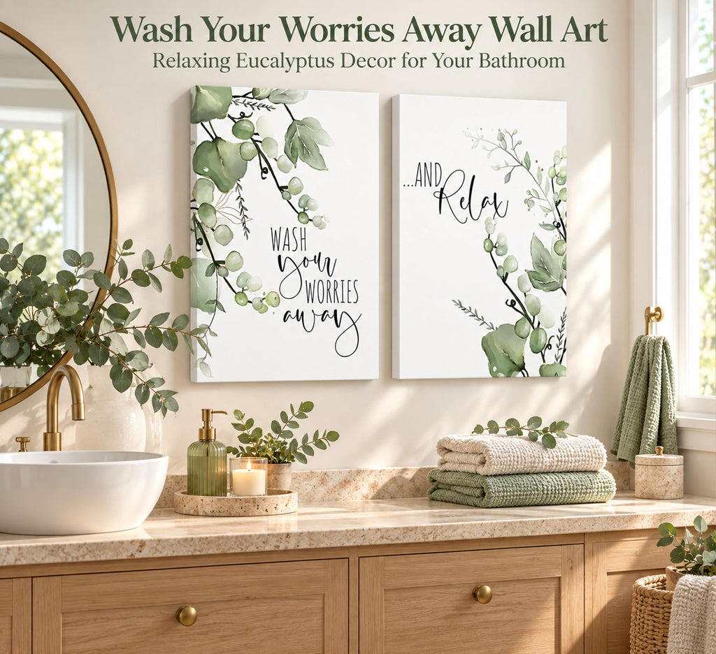 2 Pcs Eucalyptus Botanical Canvas Wall Art 12x16in