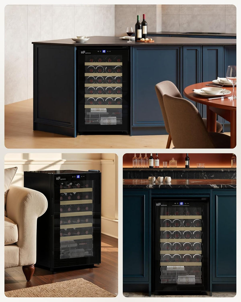 24 Bottle Wine Cooler Refrigerator, Compact Small Built-in or Freestanding Wine 