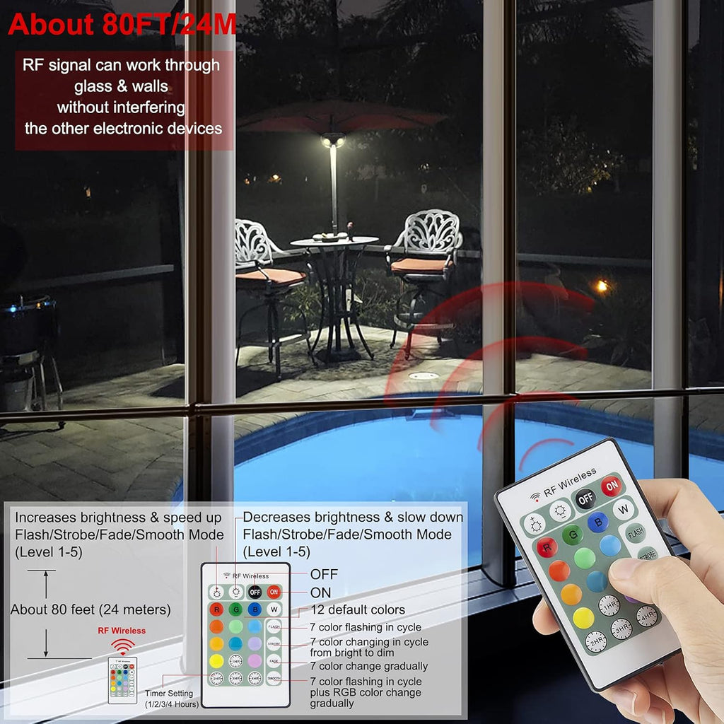 Patio Umbrella Light Outdoor Wireless Battery Operated LED Table Umbrella Lights with Remote