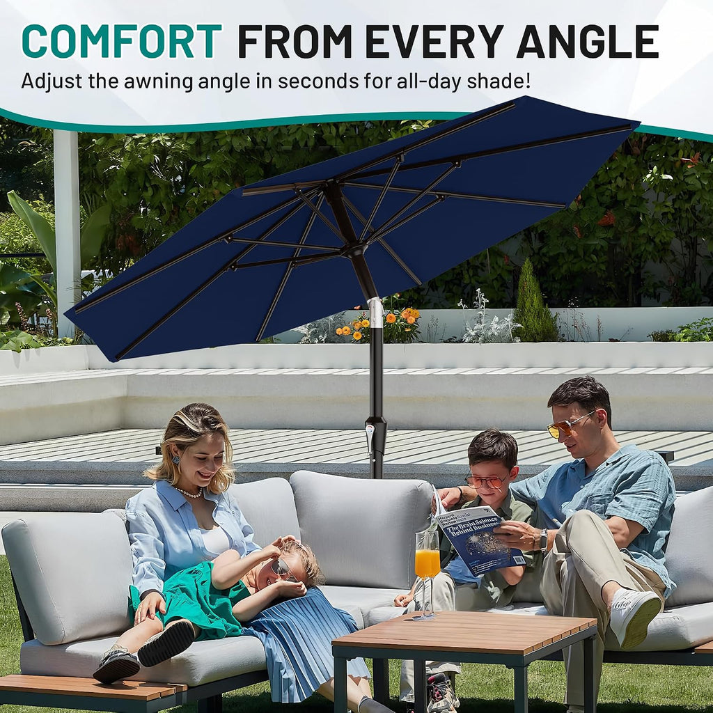 10 FT Outdoor Patio Umbrella, Patio Table Umbrella with Push Button Tilt and Crank