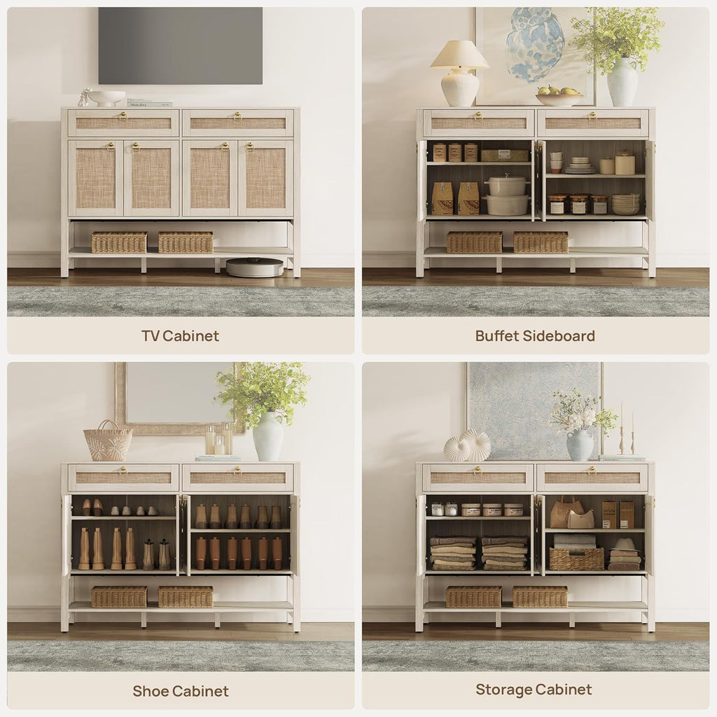 Rattan Sideboard Buffet Cabinet with Storage
