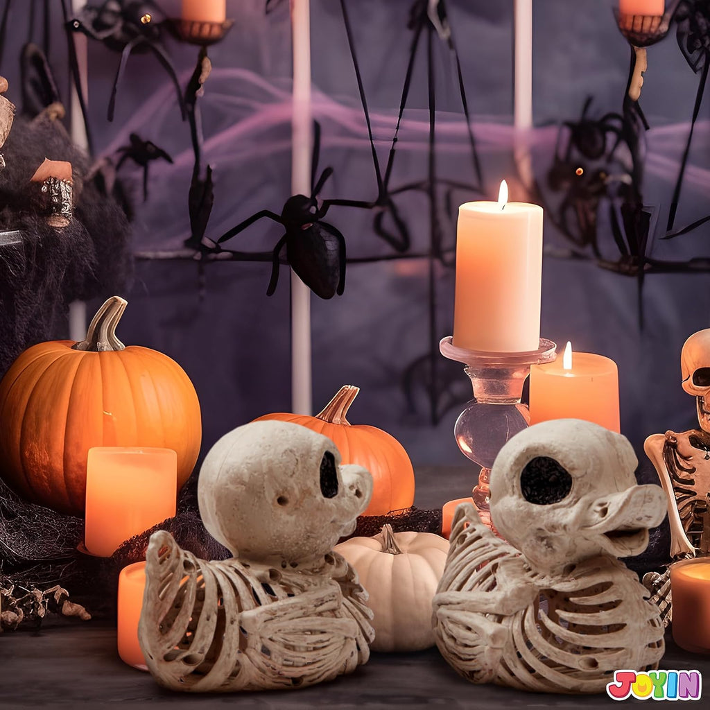 4.5" Duck Skeleton Plastic Bones Halloween Decorations for Spooky Animal Courtyard Halloween Graveyard Decor - Set of 2