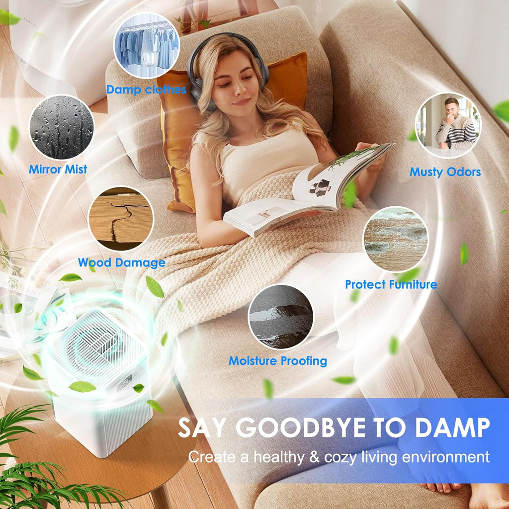 Dehumidifier,75 OZ Water Tank, Quiet Dehumidifiers for Home,Basement, Bedroom,Bathroom, RV,Closet with Auto Shut Off