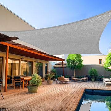 Shade Sail 16'X16' Rectangle Light Grey Breathable UV Block Outdoor Canopy for Backyard Patio Pergola Garden Deck(We