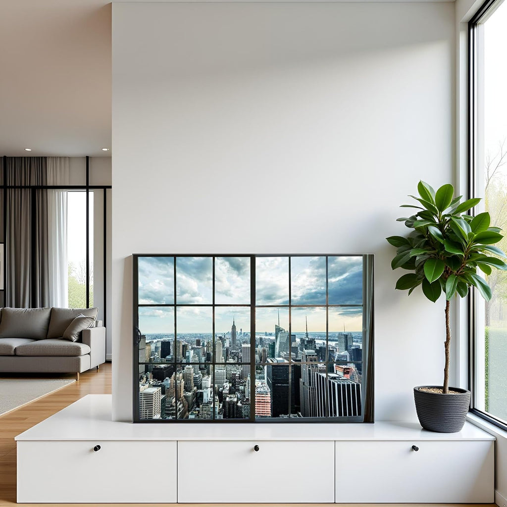 Large Manhattan New York City Skyline Canvas Prints Cityscape from Window Picture Photography Canvas Art with Inner