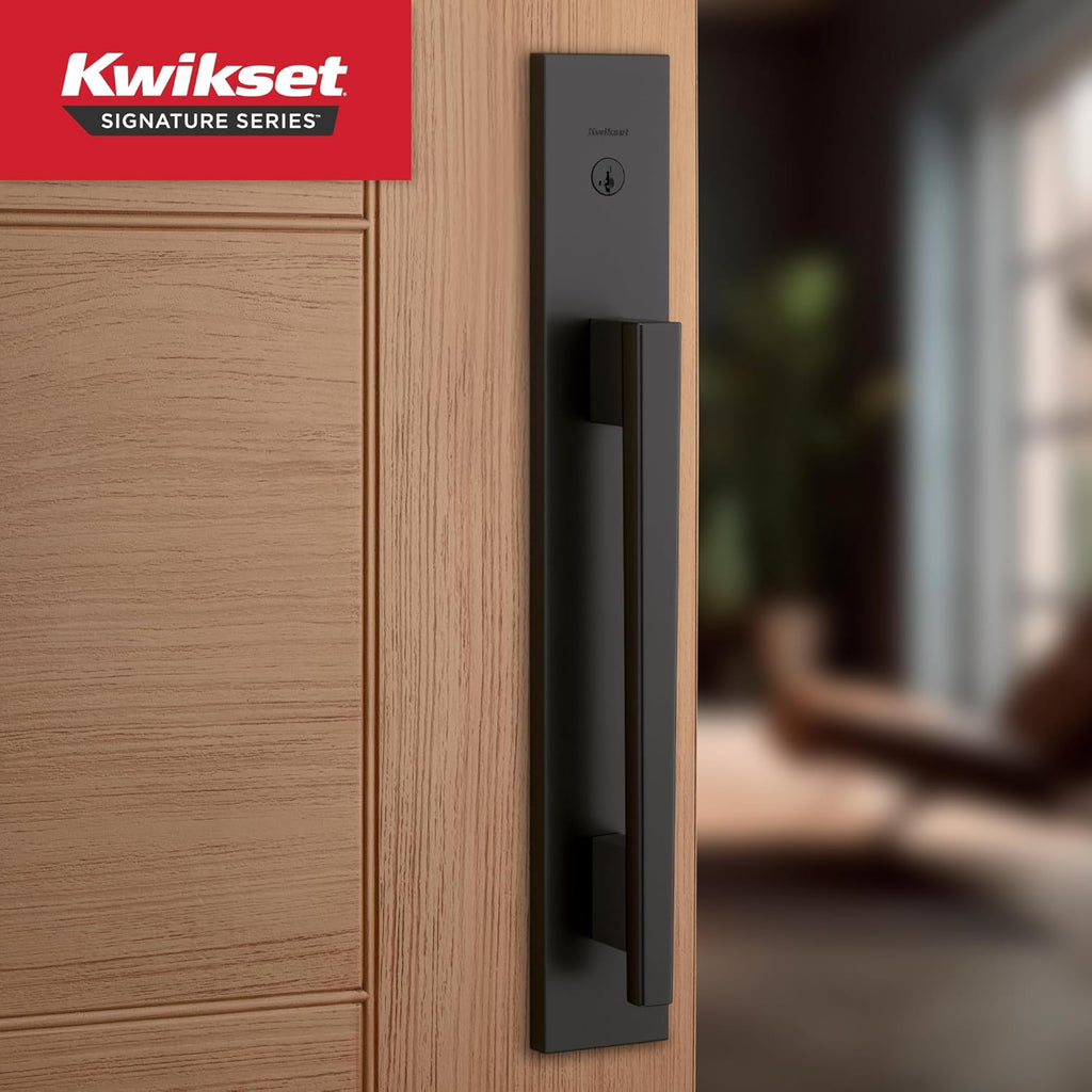Caerus Front Door Lock Handle and Deadbolt Set, Entry Handleset Exterior with Interior Lever, Matte Black - Door Handleset