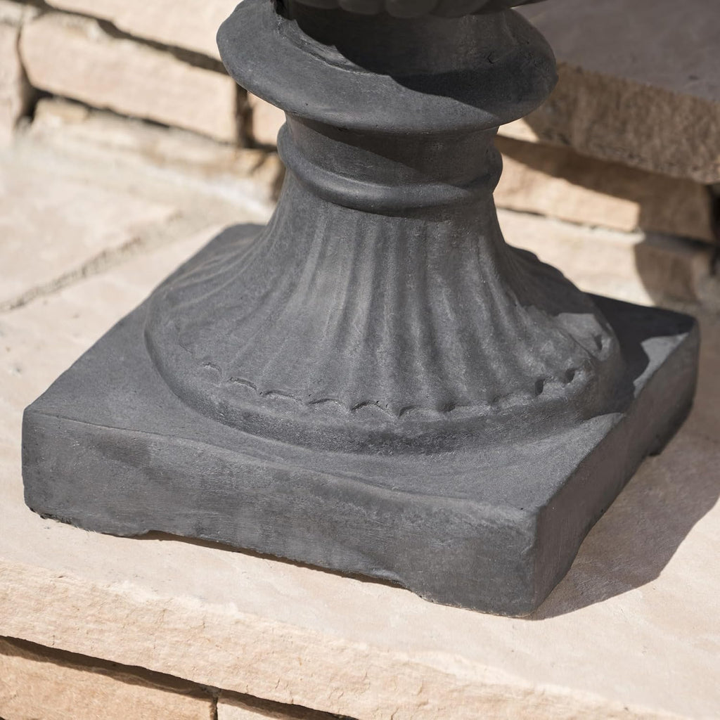Antique Black Outdoor Urn Planter, Magnesium Oxide Large Urn Planter Outdoor with Drainage Hole, Elegant Vintage Style