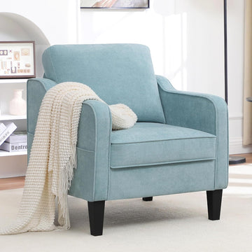 Accent Chair , Mid Century Modern Reading Chair , Upholstered Armchair with Side Pockets, Comfy Single Sofa Side