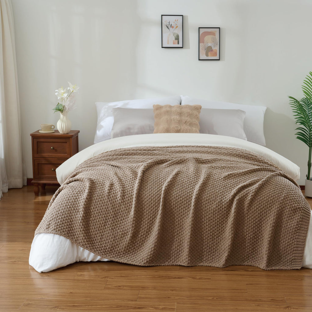 Chunky Chenille Knit Throw Blanket for Couch 50"x60"