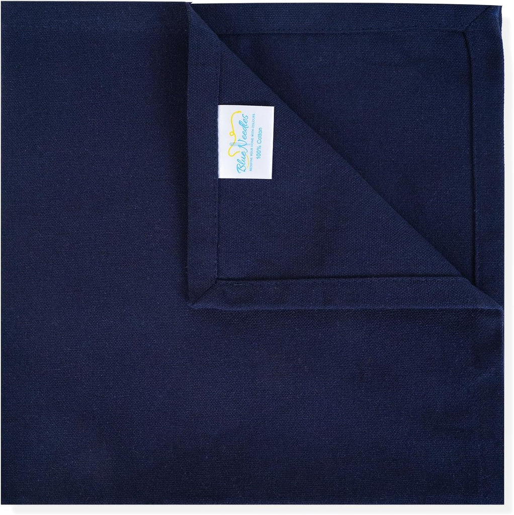 Solid Cloth Napkins Set of 12 Navy Blue 100% Cotton Dinner Napkins 18x18 inches - Reusable, Absorbent & Washable