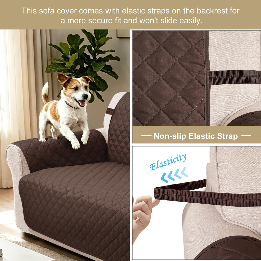 Oversized Sofa Cover for 3 Cushion, Chocolate/Beige
