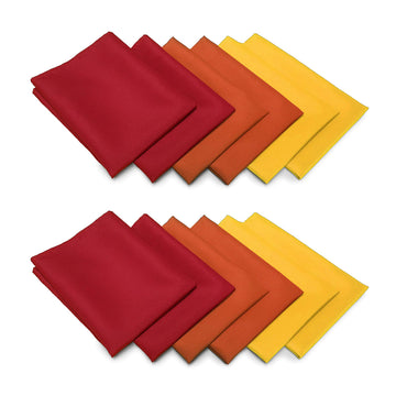 Thanksgiving/Fall Cloth Napkin Sets (12 Pack, Gold/Burnt Orange/Red)