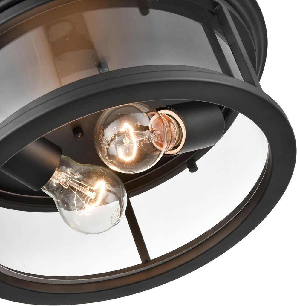 Bresley 2-Light Outdoor Flush Mount Powder Coated Black