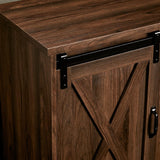 59 Inch Farmhouse Fireplace TV Stand for TVs up to 65 Inches, Entertainment Center with Sliding Barn Door, Storage Cabinets and Adjustable Shelves, Dark Walnut