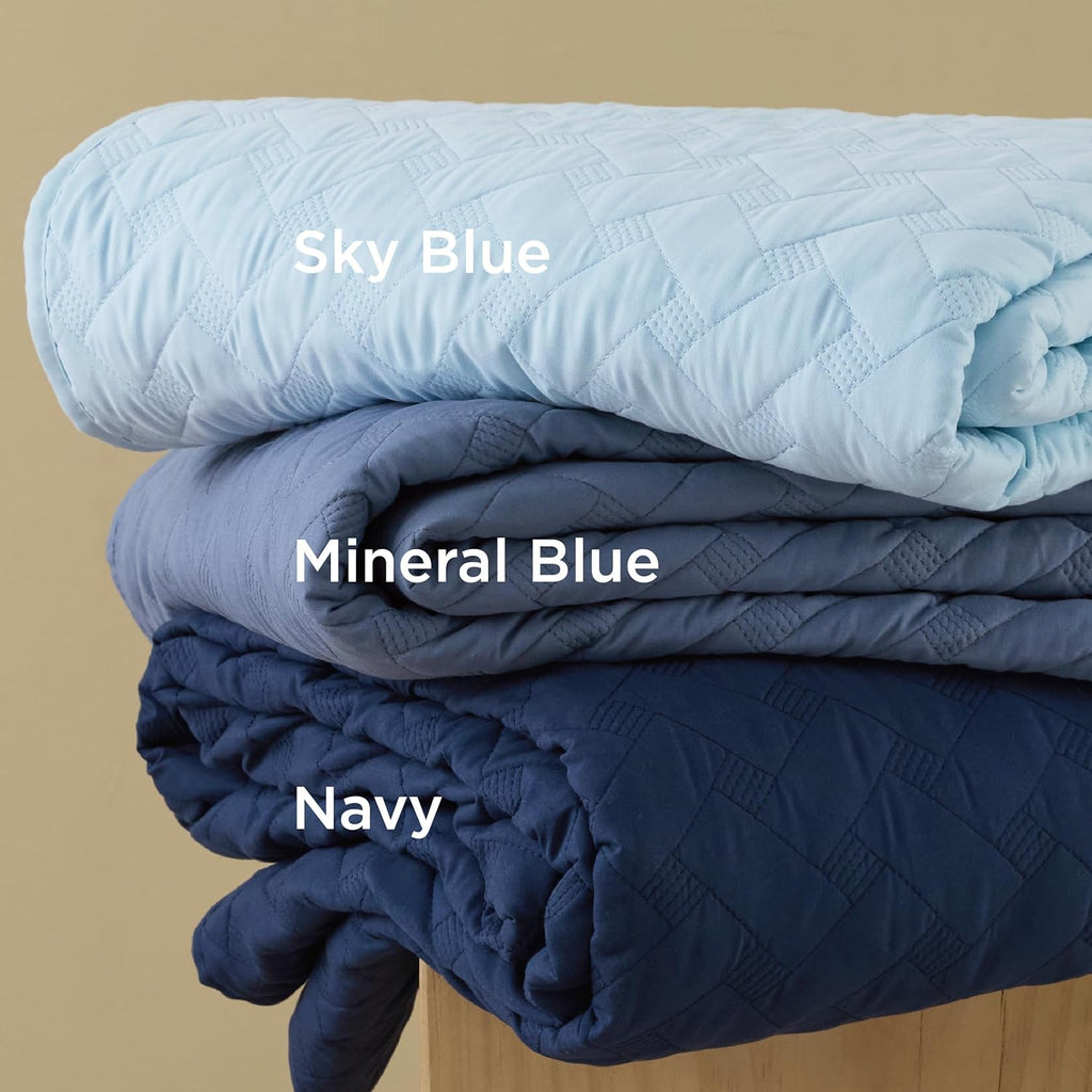 Quilts - Lightweight Bedspreads with Basket Weave Pattern, Soft Quilt Bedding Set, Navy Comforter Set