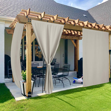 Rod-Free Outdoor Curtains Waterproof 108" L Natural