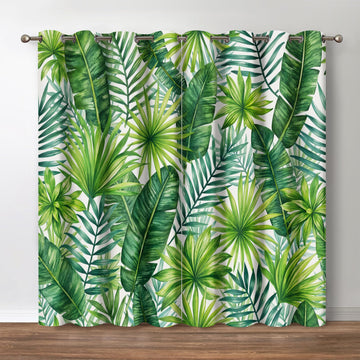 Banana Leaf Blackout Curtains, 2 Panels Set 52"x84"