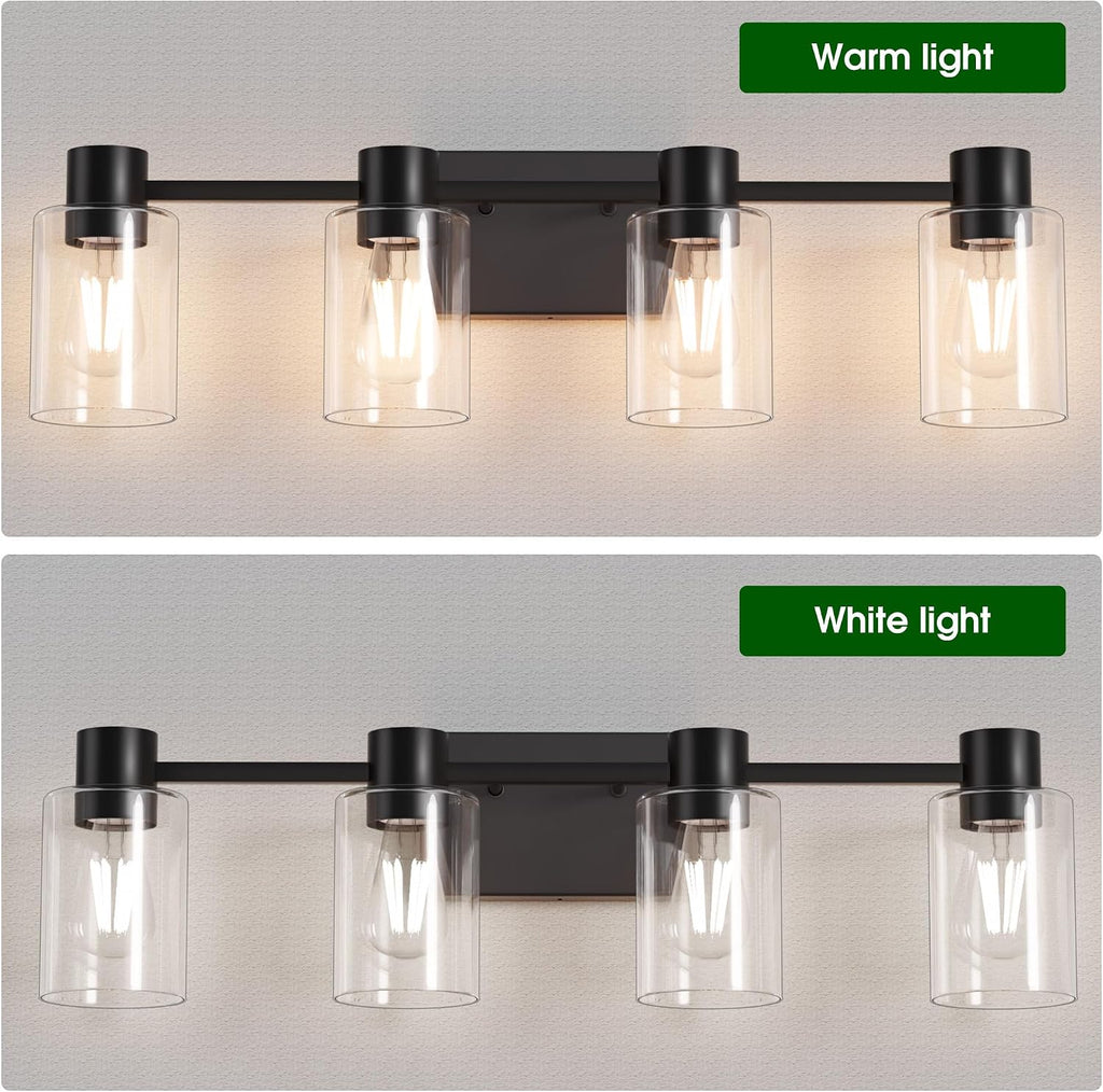 4-Light Modern Vanity Light Fixtures Over Mirror, Matte Black Bathroom Light Fixtures, Vanity Lights, Wall Sconce