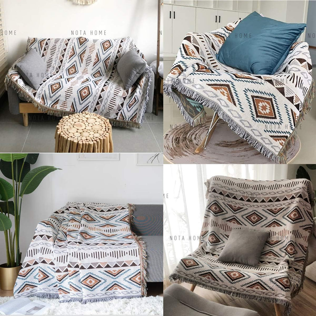 Aztec Native Throw Blankets Southwest Bed Blankets Cover 51"x63" | Navajo American Western Boho,Knit with Tassel,Tapestry,Home Sofa Couch Chair Decor,Camping Picnic Tent Beach Car Traveling