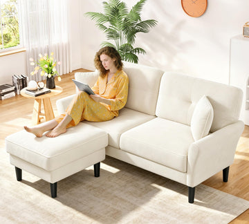 Small Sectional Couch, 69" L Shaped Couch, Sectional Sofa, Beige