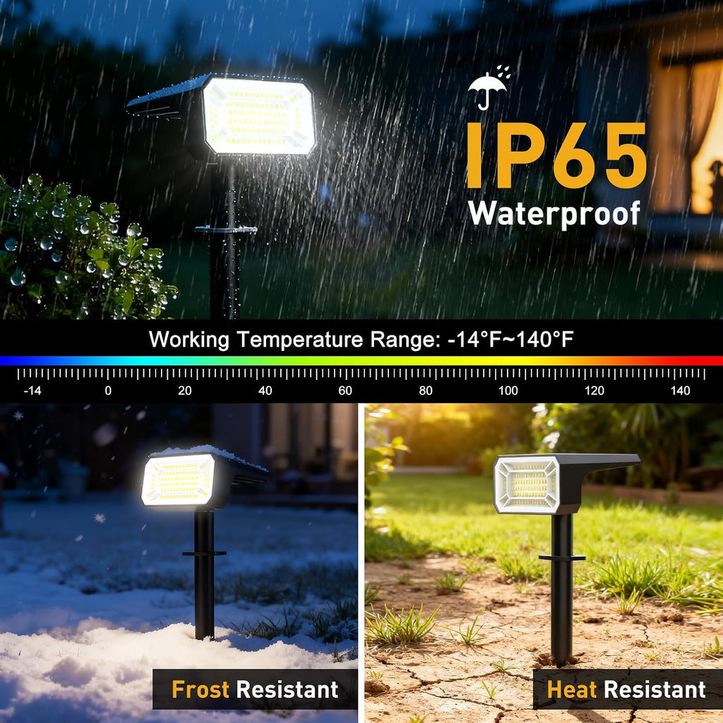 800Lumens Solar Spot Lights Outdoor, 8 Pack Solar Landscape Lights, 100 LEDs, 4 Lighting Modes, IP65 Waterproof