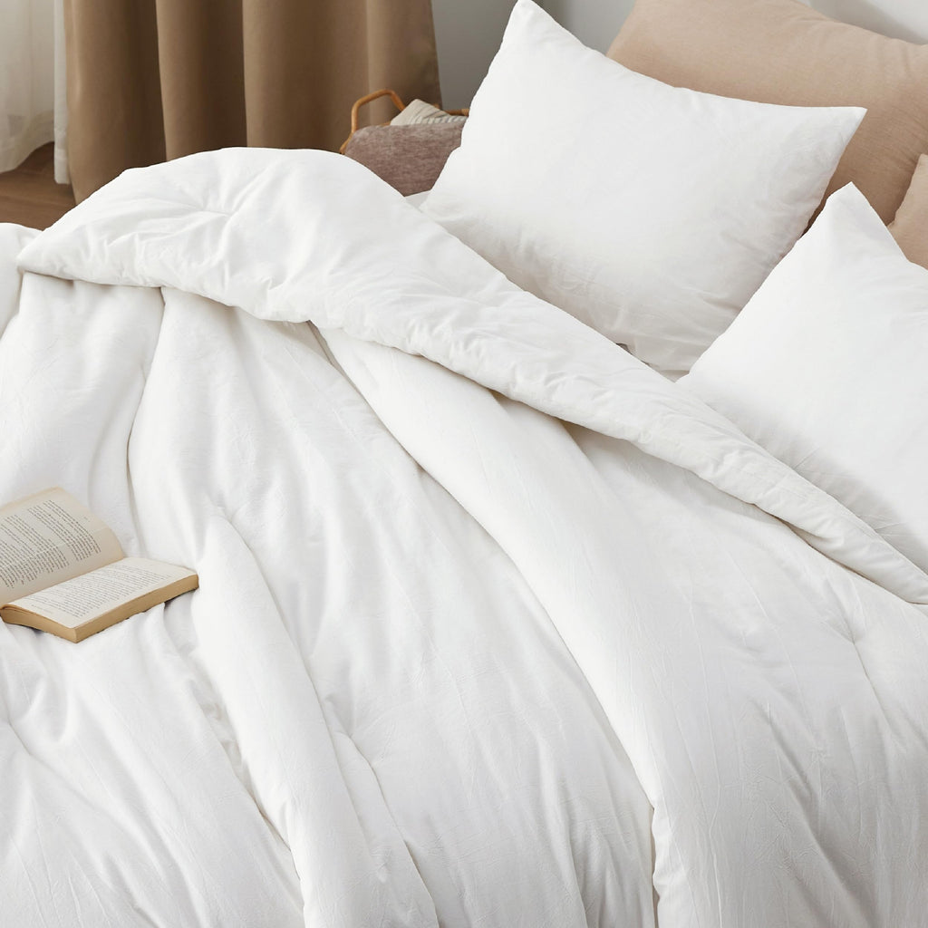 PureWoven Cotton Comforter Set Prewashed, White