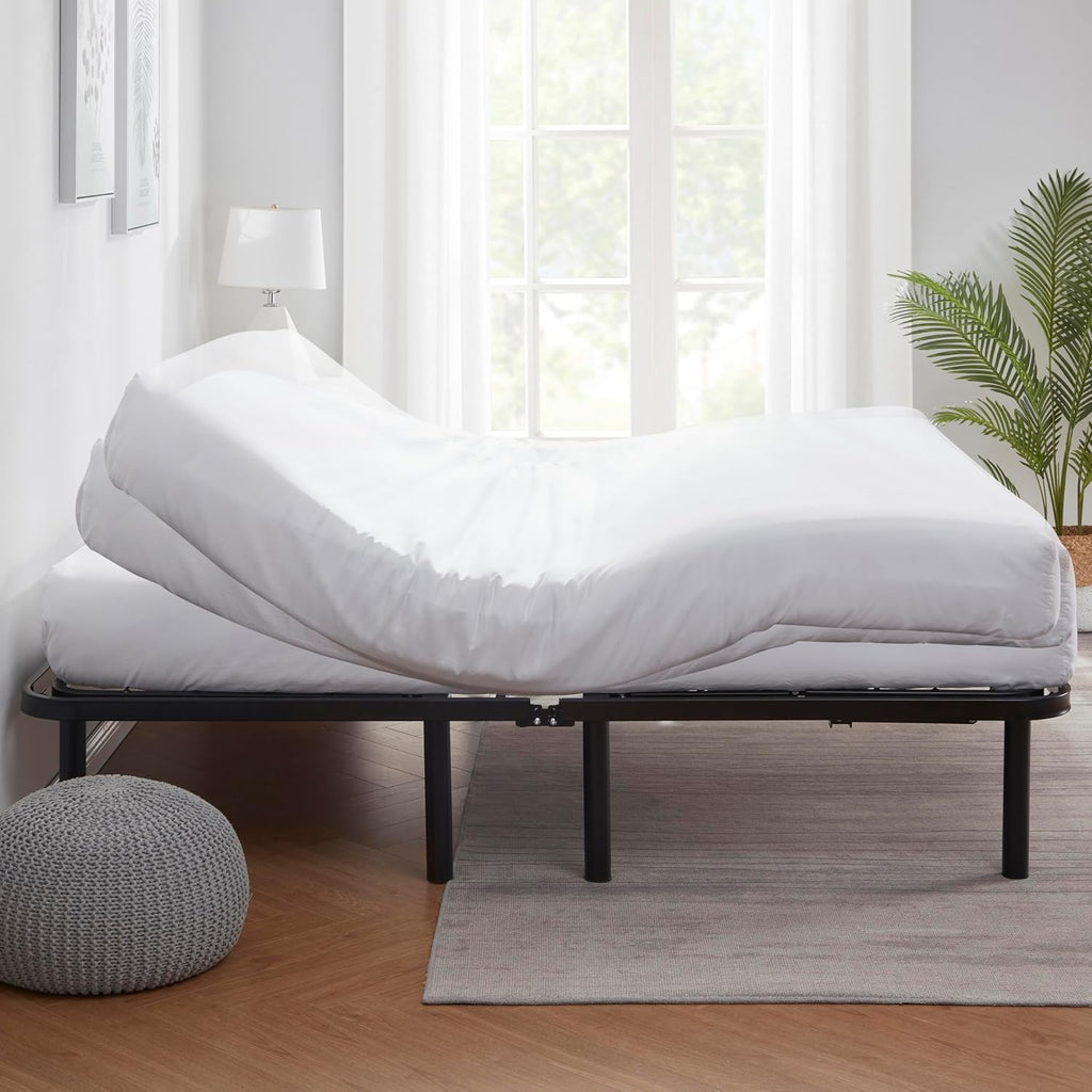Basic Adjustable Bed Base, Queen Bed Frame, Motorized Head and Foot Incline, Adjustable Bed Frame, Wireless Remote