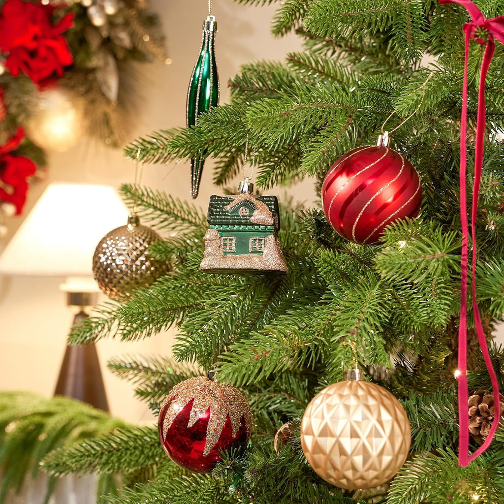 Christmas Ornaments Set, Shatterproof Assorted Hanging Baubles Decorations Bulk Decorations Home Holiday Party - Set of 106