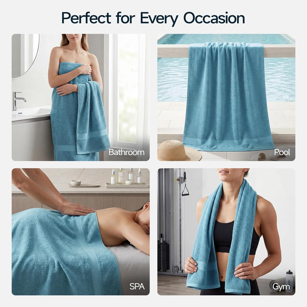 Ultra Soft 6-Piece Towel Set, 100% Cotton | Lighter Weight, Quick Dry, Highly Absorbent, 2 Bath, 2 Hand, 2