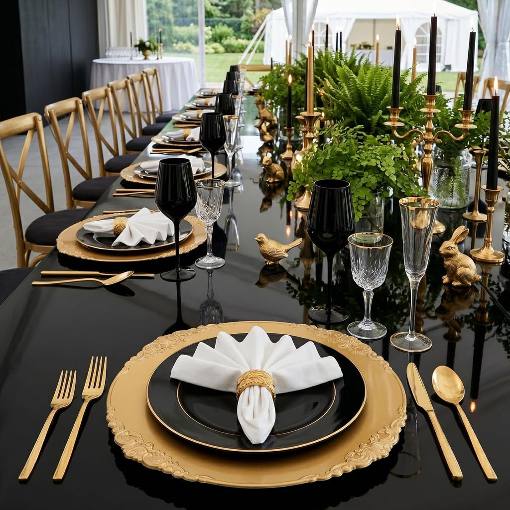 12 Pack Gold Charger Plates, 13" Round Dinner Charger Plates with Embossed Rim for Catering, Wedding, Tabletop Decor