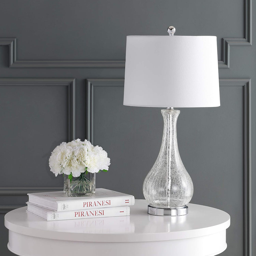 Finnley Modern Clear Glass 28-Inch Table Lamp, LED Bulb Included