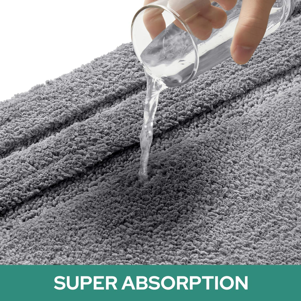 Bathroom Rugs Sets 3 Piece, Super Soft and Absorbent Non Slip Microfiber Toilet Bath Mat with U-Shaped (Grey)