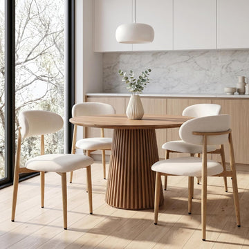Dining Chairs Set of 4, Metal Kitchen Chairs with Modern Fabric Upholstered for Dining Room, Beige
