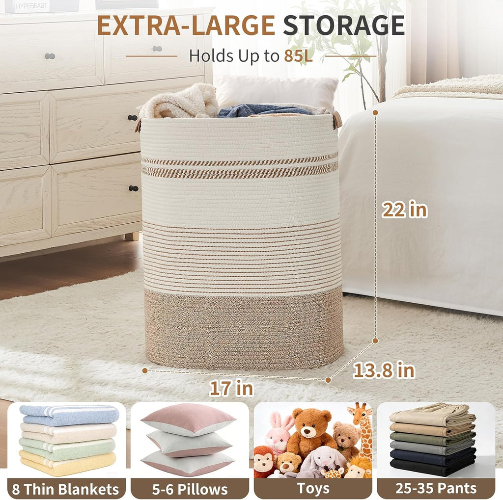 Laundry Basket with Handles - Blanket Basket & Hampers Aesthetic, Laundry Hamper & Blanket Storage , Clothes Hamper