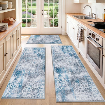 Boho Kitchen Rugs Set of 3, Non Slip Washable Kitchen Mats for Floor