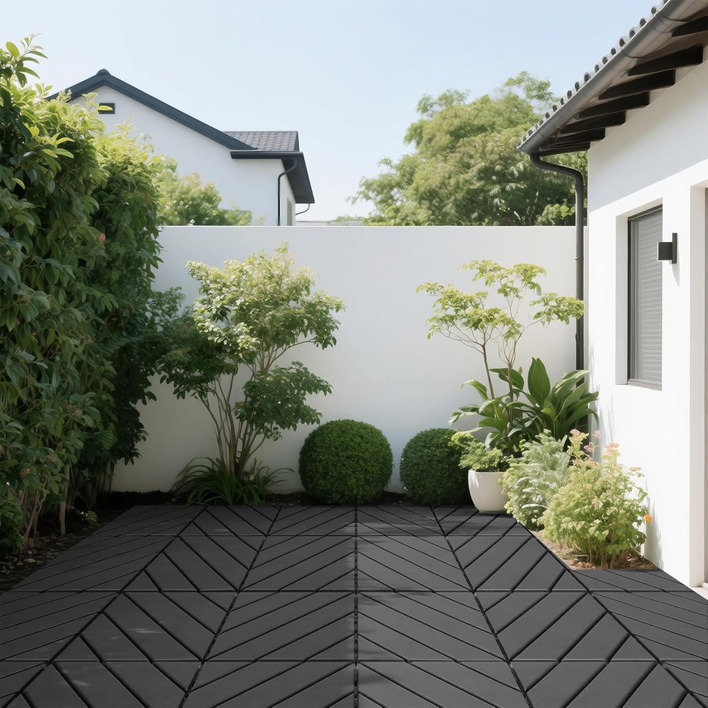 44Pcs Interlocking Deck Tiles, Non-Slip Outdoor Flooring 12" Patio Tiles Outdoor Interlocking All Weather, for Garden