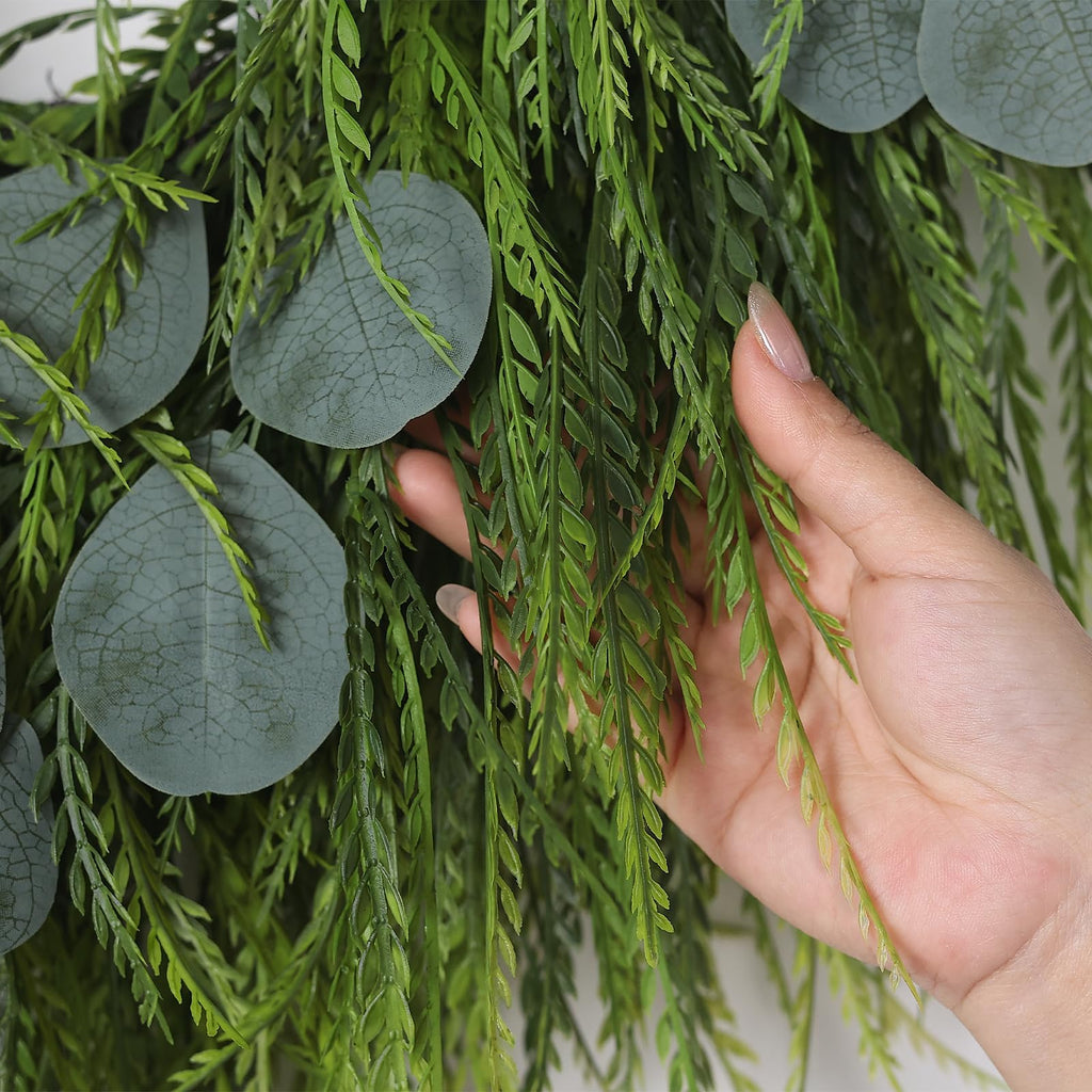 Artificial Eucalyptus & Saw Grass Wreath for Front Door Decor
