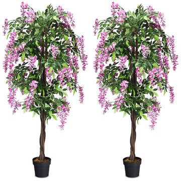 6ft Artificial Wisteria Tree, Green, Plastic, Polyester, Wood - No Watering or Pruning Needed